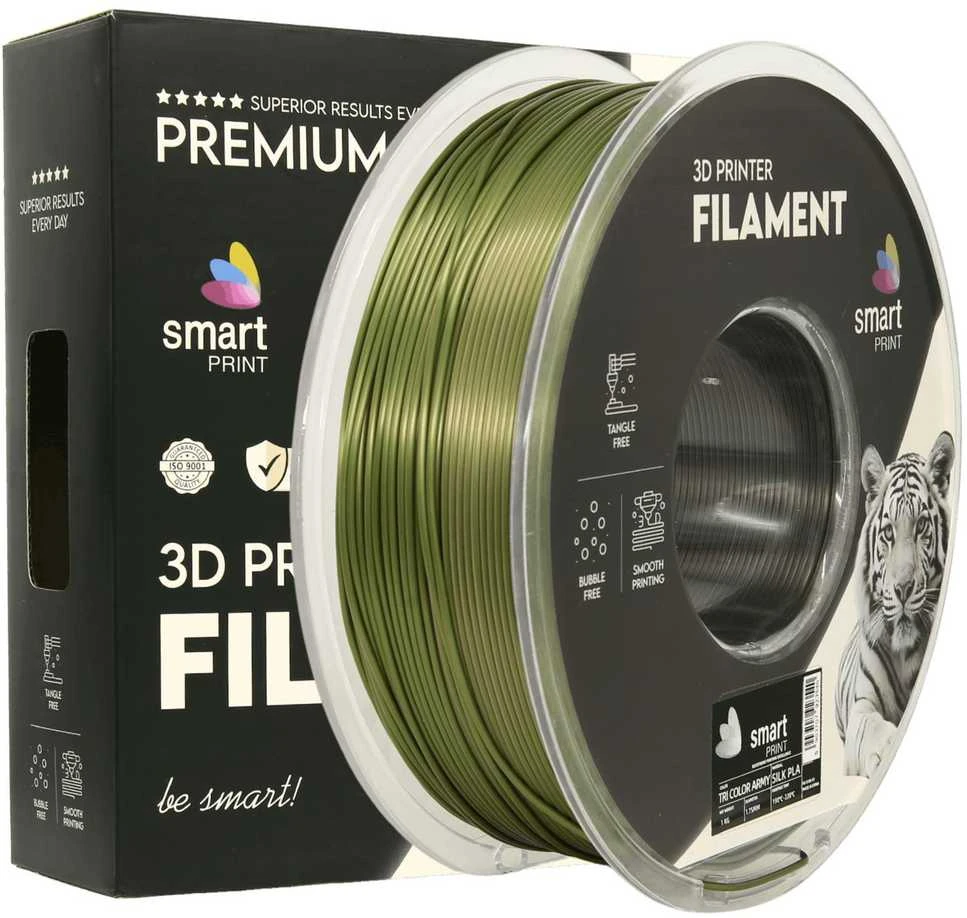 3D Plastikas – Filamentas PLA silk Tri Color Army | 1.75 mm, 1kg | SPrint