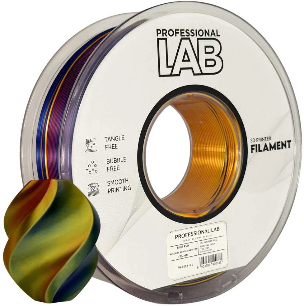 3D Plastikas – Filamentas PLA Silk Tri Color Sunset Horizon | 1.75 mm, 1kg | Professional LAB