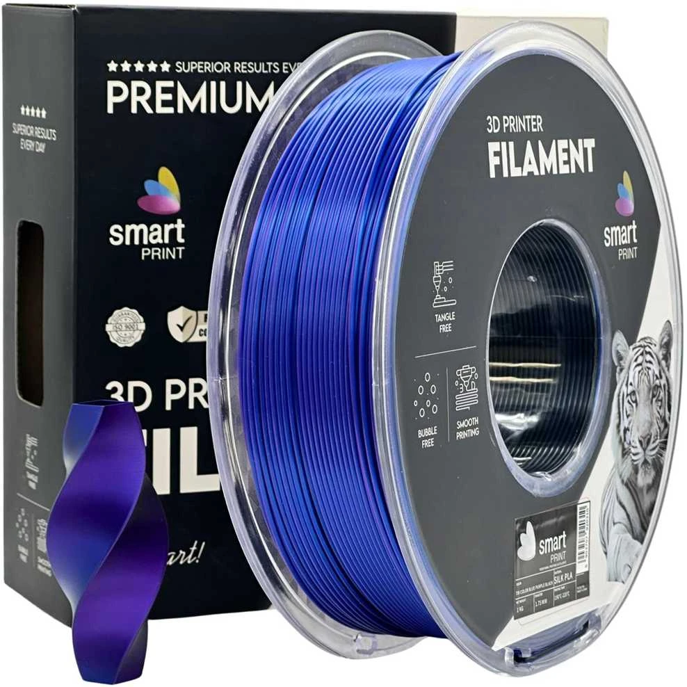 3D Plastikas – Filamentas PLA Silk Tri Color mėlynas violetinis juodas | 1.75 mm, 1kg | SPrint