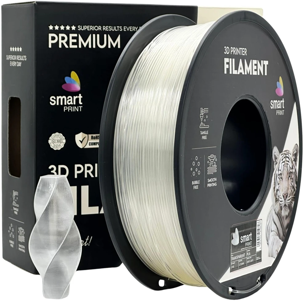 3D Plastikas – Filamentas PLA transparent | 1.75 mm, 1kg | SPrint