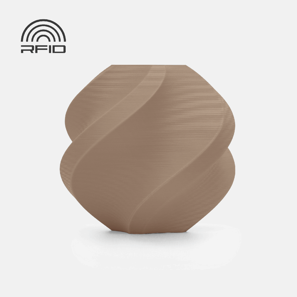 Bambu Lab PLA matinis plastikas 1.75mm 1kg – komplektuojamas su daugkartinio naudojimo rite – Latte Brown