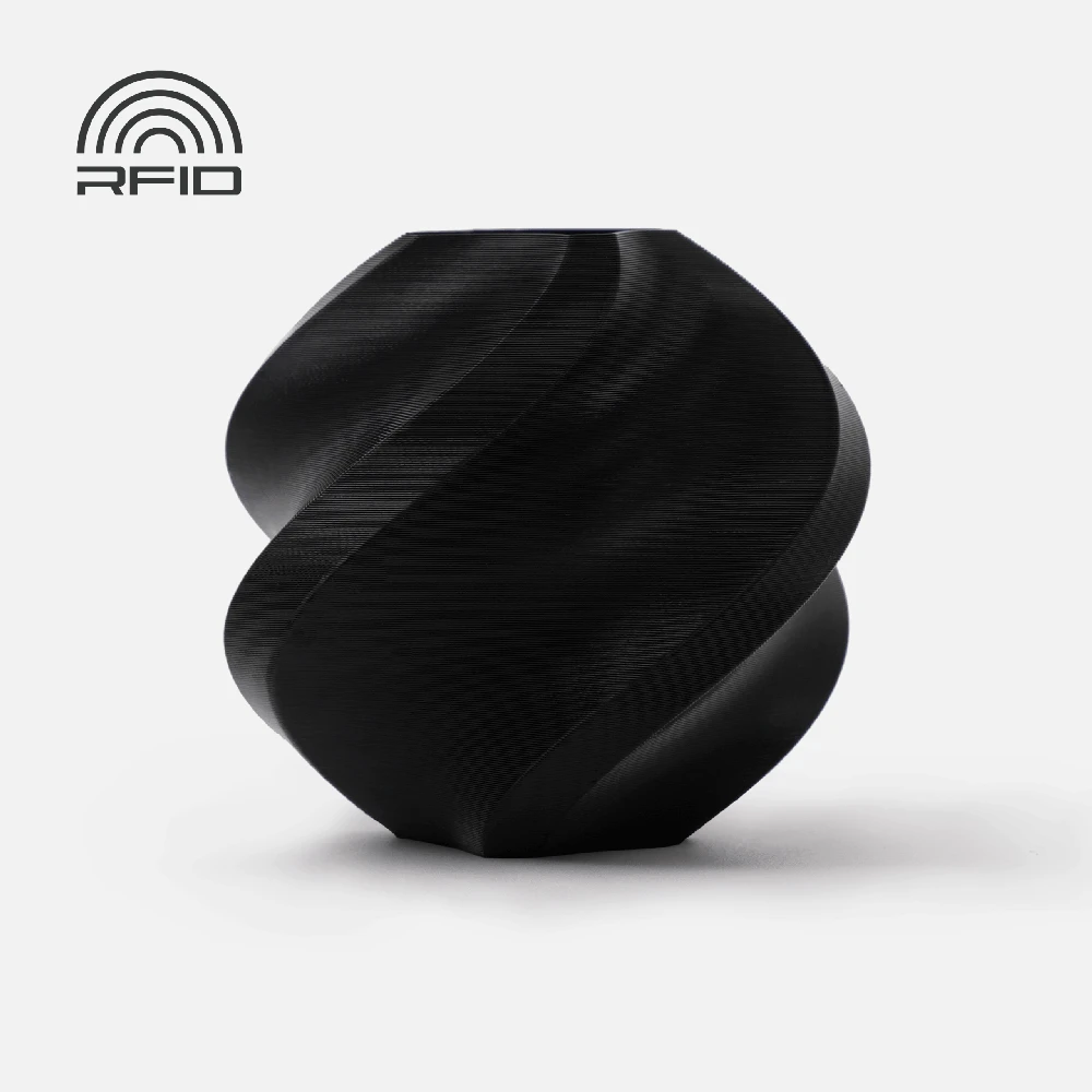 Juoda 3D atspausdinta vaza iš PLA plastiko