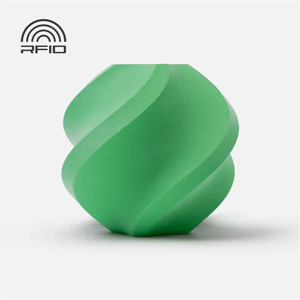 Bambu Lab PLA Matte plastikas 1.75mm 1kg – pridedamas su daugkartinio naudojimo ritė – Grass Žalias