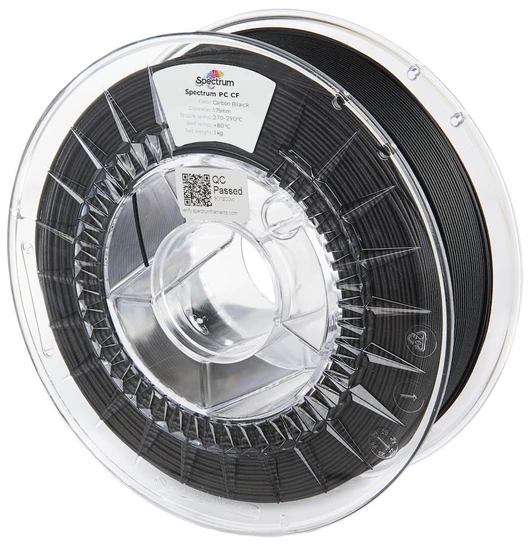 3D plastikas PC+CF juodas 1kg Spectrum