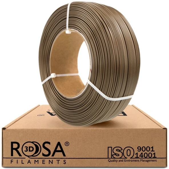 3D plastikas PET-G 1.75mm 1kg refill pakuotė Rosa3D - Pearl auksinis