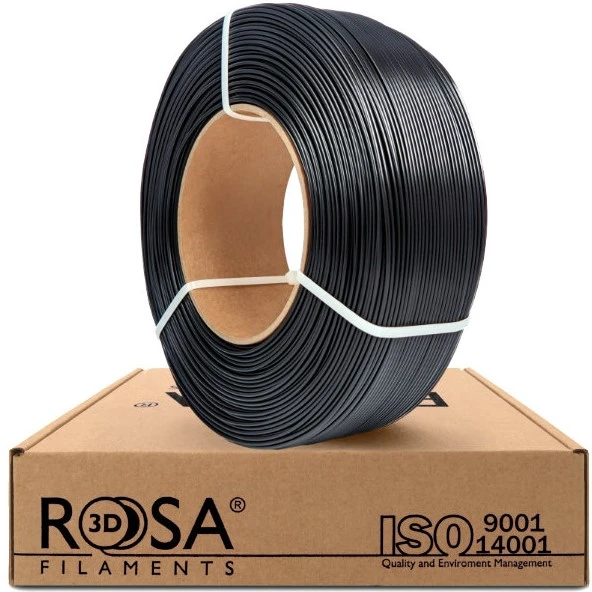 3D plastikas PET-G juodas 1.75mm 1kg refill pakuotė Rosa3D