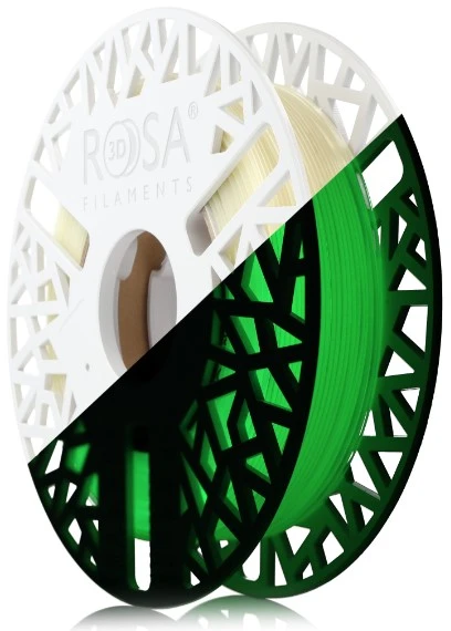 3D PET-G plastikas 1.75mm 0.5kg Rosa3D - Švyti tamsoje Žalias