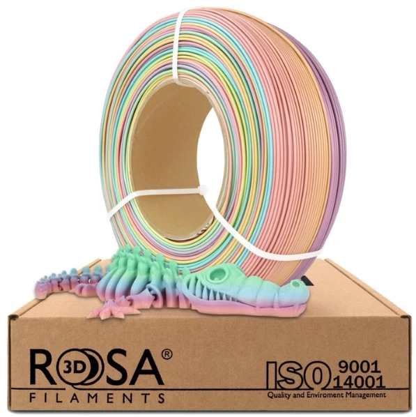 3D plastikas PLA pastelinė 1.75mm 1kg refill pakuotė Rosa3D - Rainbow