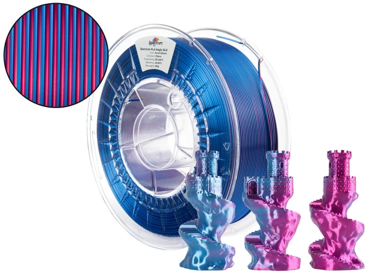 3D plastikas PLA Magic silk AURORA BLOOM (Mėlyna, Purpurinė) 1kg Spectrum