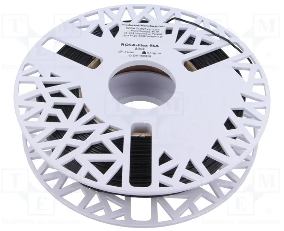 Plastikas Rosa3D Flex 96A - 1.75mm - 0.5kg - Juodas