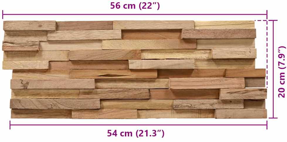 3D sienos apdailos plokštės, 10vnt., tikmedžio masyvas, 1,08m²