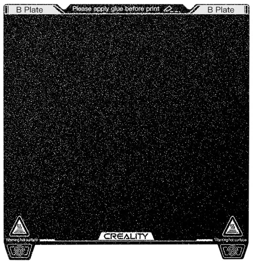 3D spausdinimo paviršius K1Max 315*310mm su įkirptėmis (magnetas nekomplektuojamas) Creality