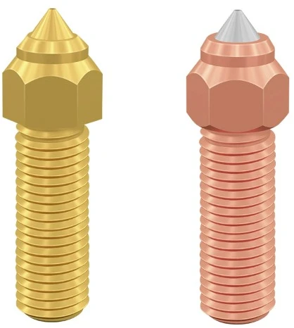 3D spausdintuvo purkštukų komplektas 1vnt žalvarinis, 1vnt varinis / grūdinto plieno 0.4mm skirti K1 / K1Max / CR-M4 / ENDER-3V3KE CREALITY