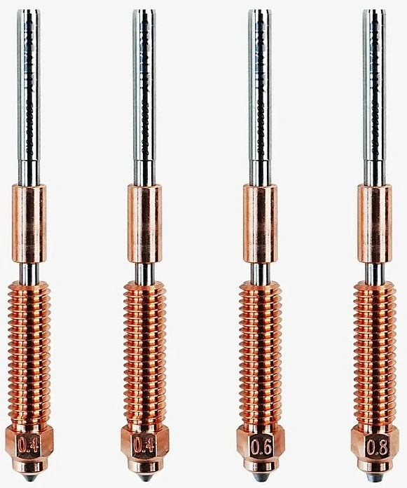 3D spausdintuvo purkštukų komplektas "Unicorn" 2x0.4mm 1x0.6mm 1x0.8mm skirti K1C / ENDER-3V3 / K1MAX su atnaujintu kaitikliu CREALITY