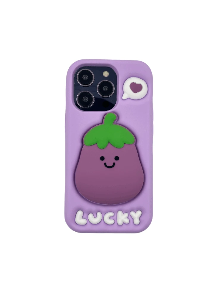 3Dcase DĖKLAS CASE 3D EGGPLANT WITH HOLDER IPHONE 13 PRO