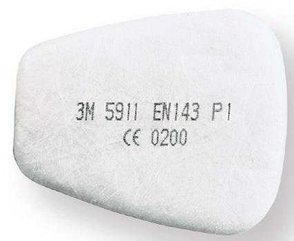 3M 5911 P1 priešfiltris, priekinis vaizdas su ženklinimu