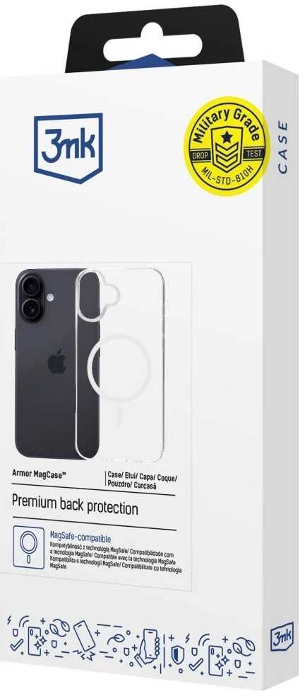 Dėklas 3Mk apsauga 3mk „Armor MagCase“, skirtas „iPhone 16 Plus“ – skaidrus