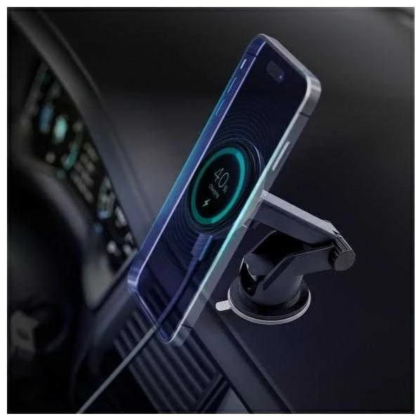 3MK Car MagCharger 15W indukcinio įkrovimo laikiklis priekiniam stiklui/prietaisų skydeliui juodos spalvos
