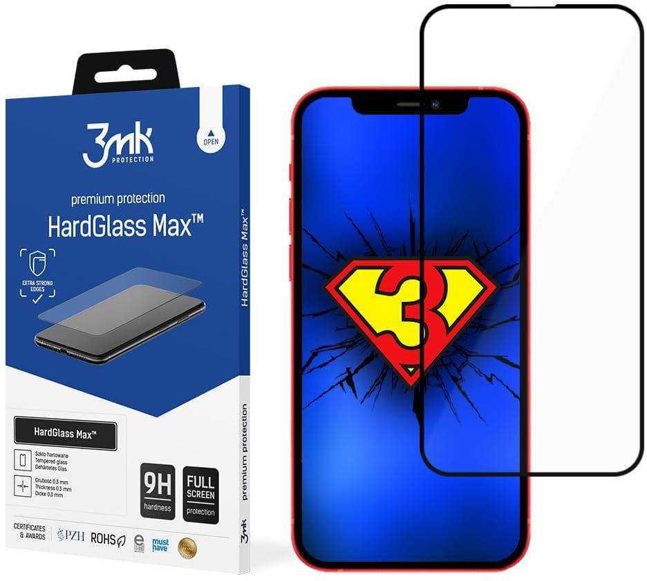 3MK HardGlass Max iPhone 13/13 Pro juodos spalvos, FullScreen Glass