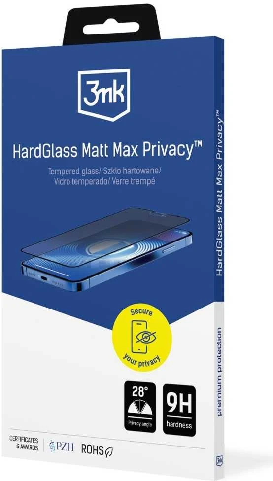 Privatumą saugantis stiklas 3MK HardGlass Matt Max Privacy, skirtas iPhone 17 Pro