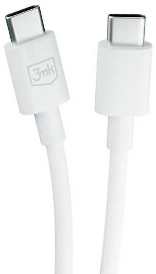 3MK Hyper Kabelis USB-C - USB-C 100W 1.2m baltos spalvos Kabelis