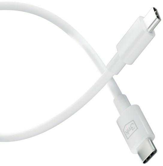 3MK Hyper Kabelis USB-C - USB-C 100W 1.2m baltos spalvos Kabelis