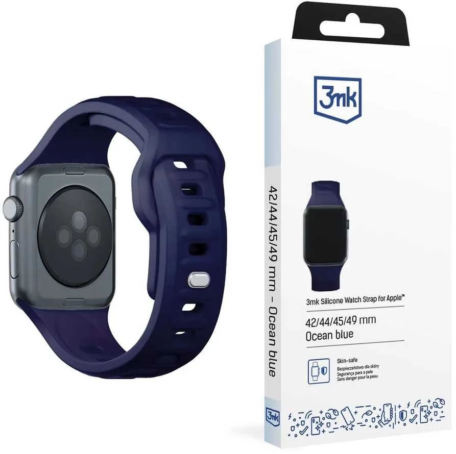 3mk silikoninė apyrankė Apple Watch 42 / 44 / 45 / 49 mm - mėlynos spalvos