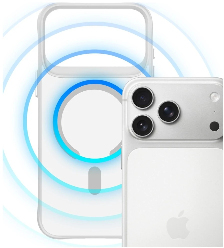 Dėklas 3Mk apsaugos 3mk dūminis „MagCase“, skirtas „iPhone 17 Pro“ – „Baltas-Translucent“