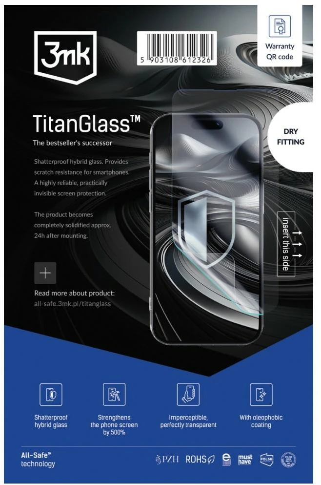3Mk Protection All-Safe - AIO TitanGlass telefono sauso tvirtinimo įdėklai, 5 vnt.