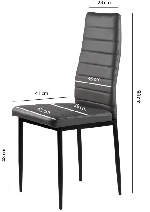 4 kėdžių komplektas, pilka