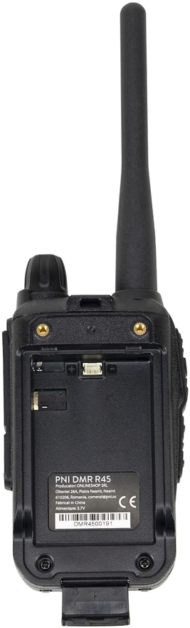 4 nešiojamų radijo stotelių rinkinys PNI DMR R45, skaitmeninis ir analoginis, 446MHz, 16 skaitmeninių kanalų ir 99 analoginiai kanalai, balso įrašymo funkcija, 2000mAh Li-Ion baterija