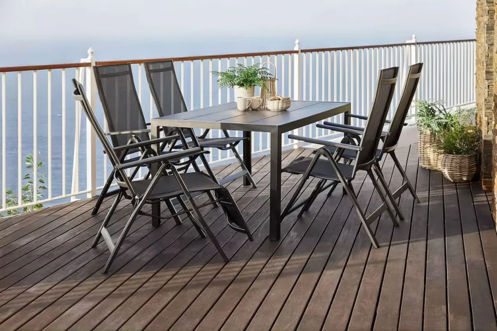 MultiGarden Sulankstomos sodo kėdės, 7 padėtys, juodos