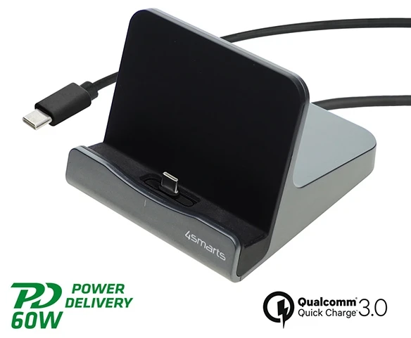 4smarts planšetinių kompiuterių prijungimo stotelė VoltDock USB-C 60W Gunmetal 462261