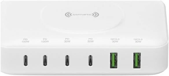 4smarts 7in1 100W įkrovimo stotelė su belaidžiu įkrovimu Baltas 540570