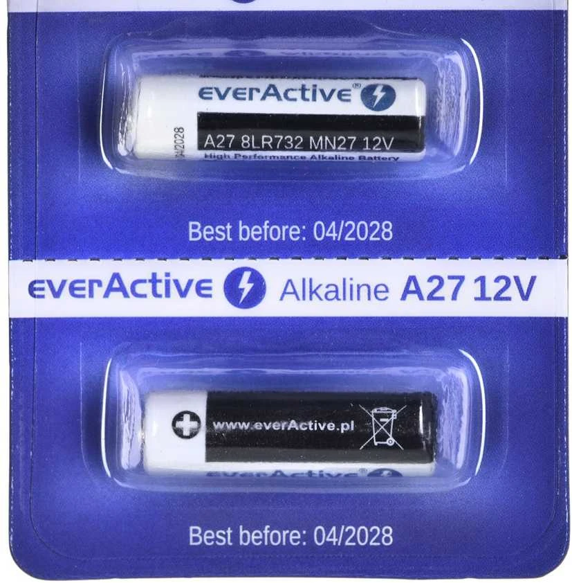 5 x everActive 27A 12V šarminės baterijos – lizdinė plokštelė 5 vnt.