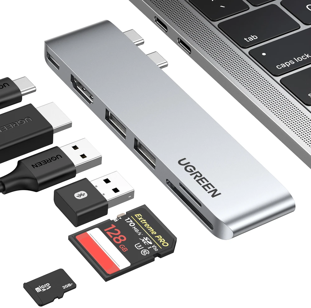 6-in-2 adapteris UGREEN CM380 USB-C šakotuvas, skirtas MacBook Air / Pro