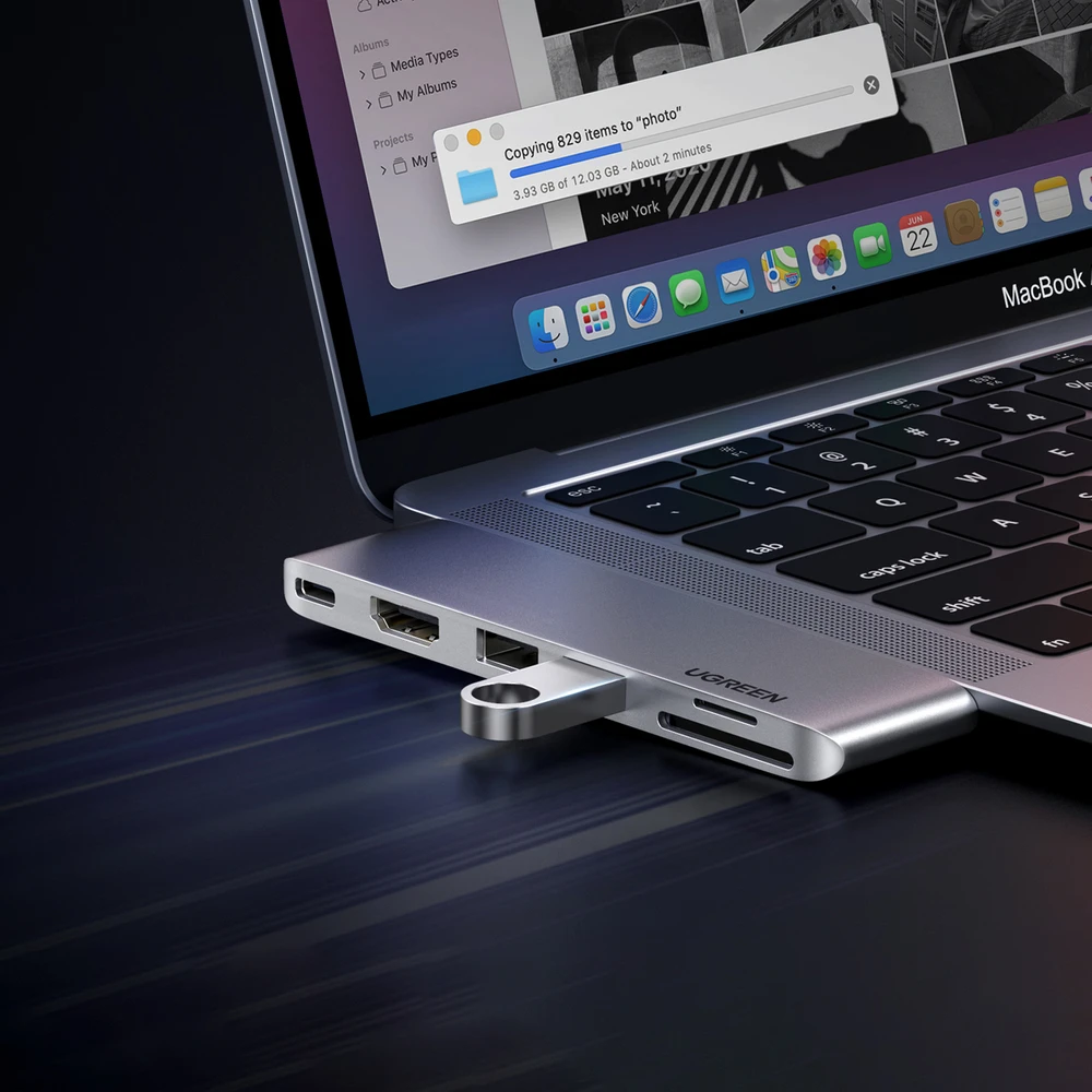6-in-2 adapteris UGREEN CM380 USB-C šakotuvas, skirtas MacBook Air / Pro