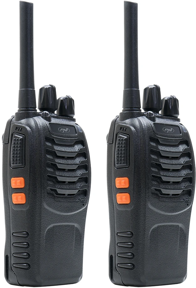 8 nešiojamų radijo stotelių rinkinys PNI PMR R40 PRO, komplekte yra baterijos, įkrovikliai ir ausinės