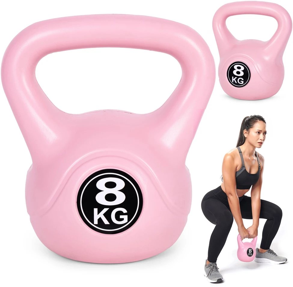 Kettlebell 8kg, treniruoklis, hantelis, svarmuo, rožinis, ModernHome