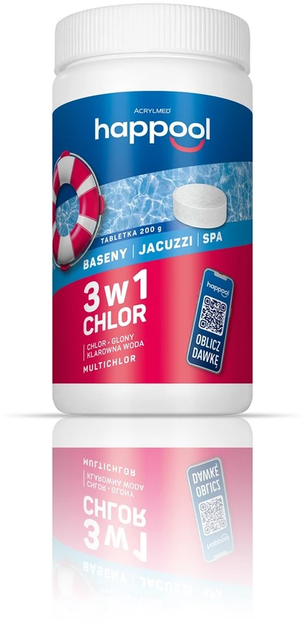 „Acrylmed TRIOCHLOR“ lėtai atpalaiduojančios chloro tabletės, 200 g, 1kg