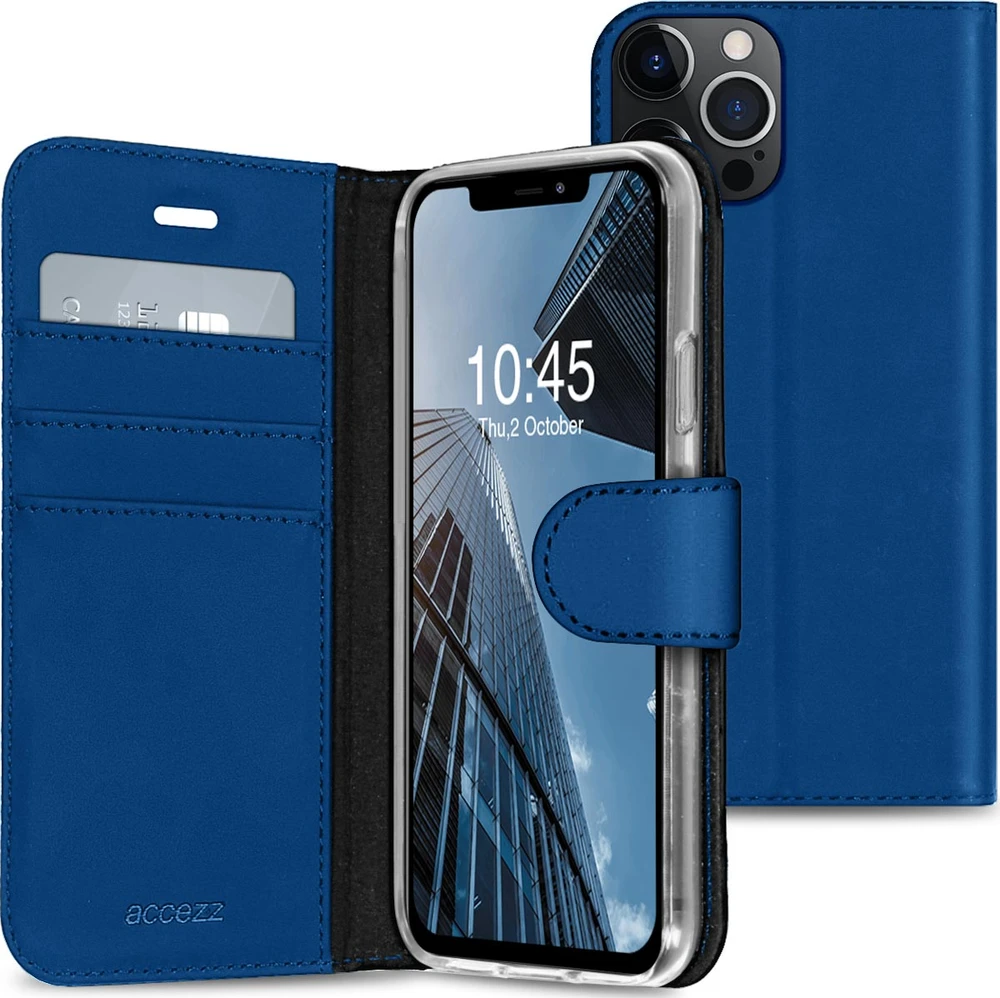 Accezz piniginės tipo TPU atverčiamas dėklas, skirtas iPhone 13 Pro – tamsiai mėlynas