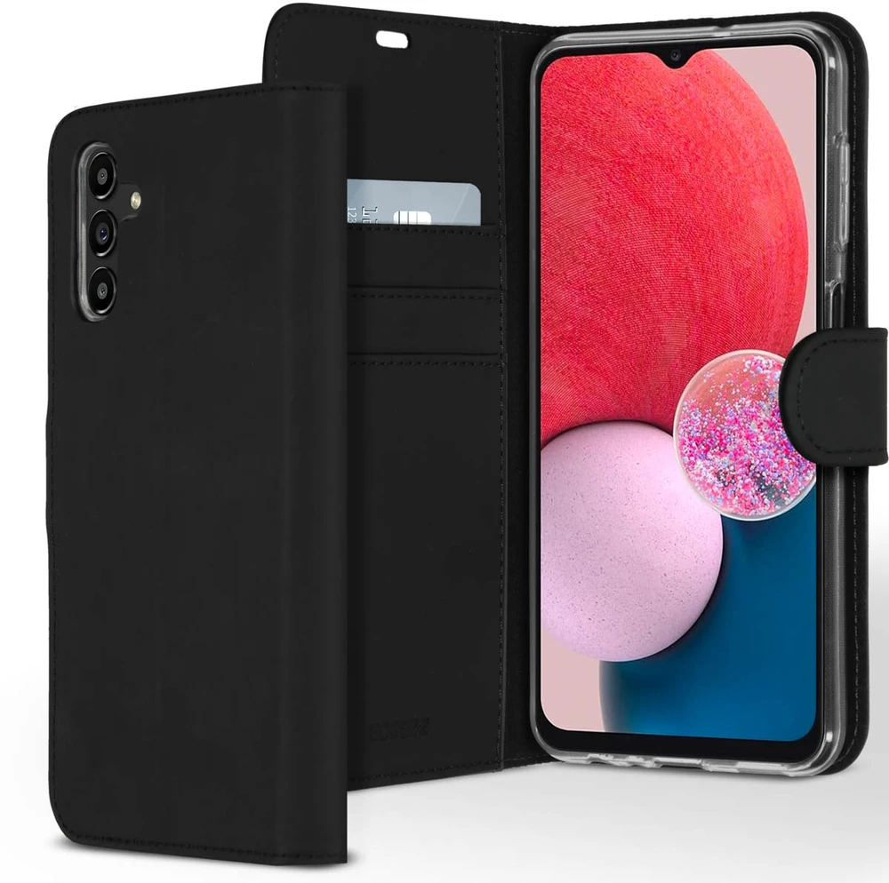 Accezz piniginės tipo TPU atverčiamas dėklas, skirtas Samsung Galaxy A13 (5G) / A04s – juodas