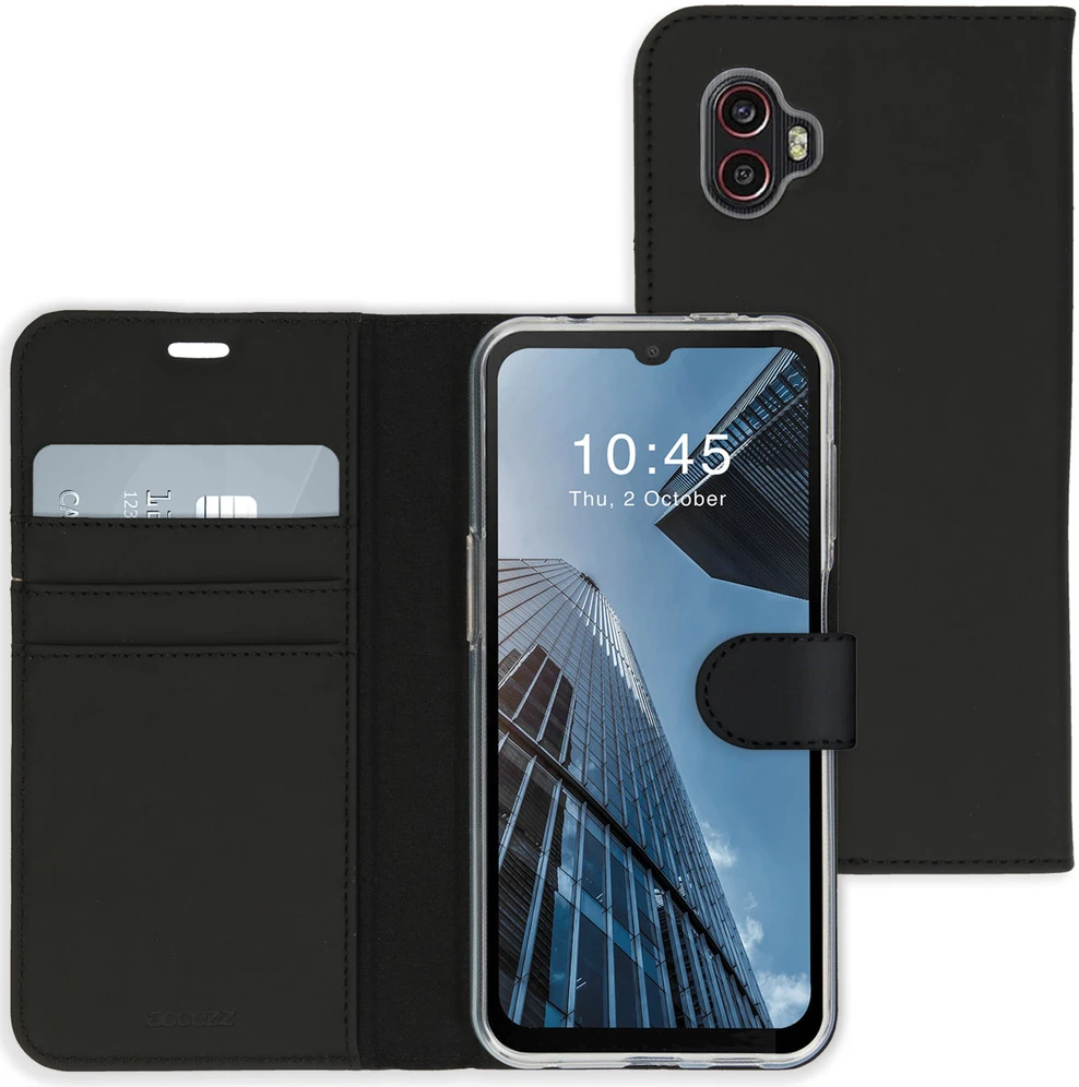Accezz piniginės tipo TPU atverčiamas dėklas, skirtas Samsung Galaxy Xcover 6 Pro – juodas