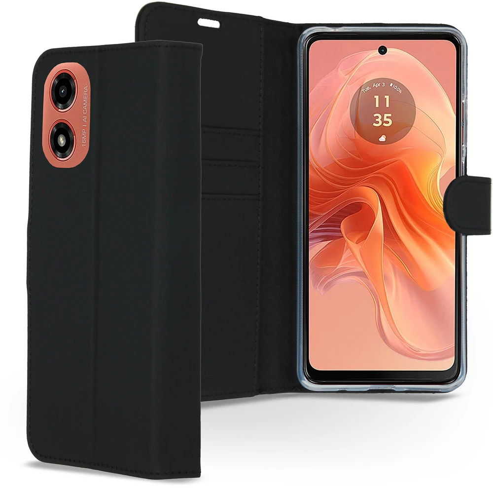 Accezz piniginės tipo TPU atverčiamas dėklas, skirtas Motorola Moto G04 / G24 – Juodas