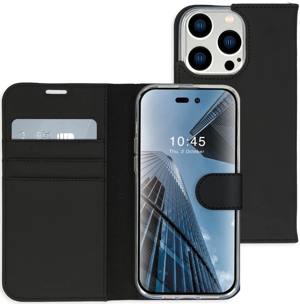 Accezz piniginės tipo TPU atverčiamas dėklas, skirtas iPhone 14 Pro Max – Juodas