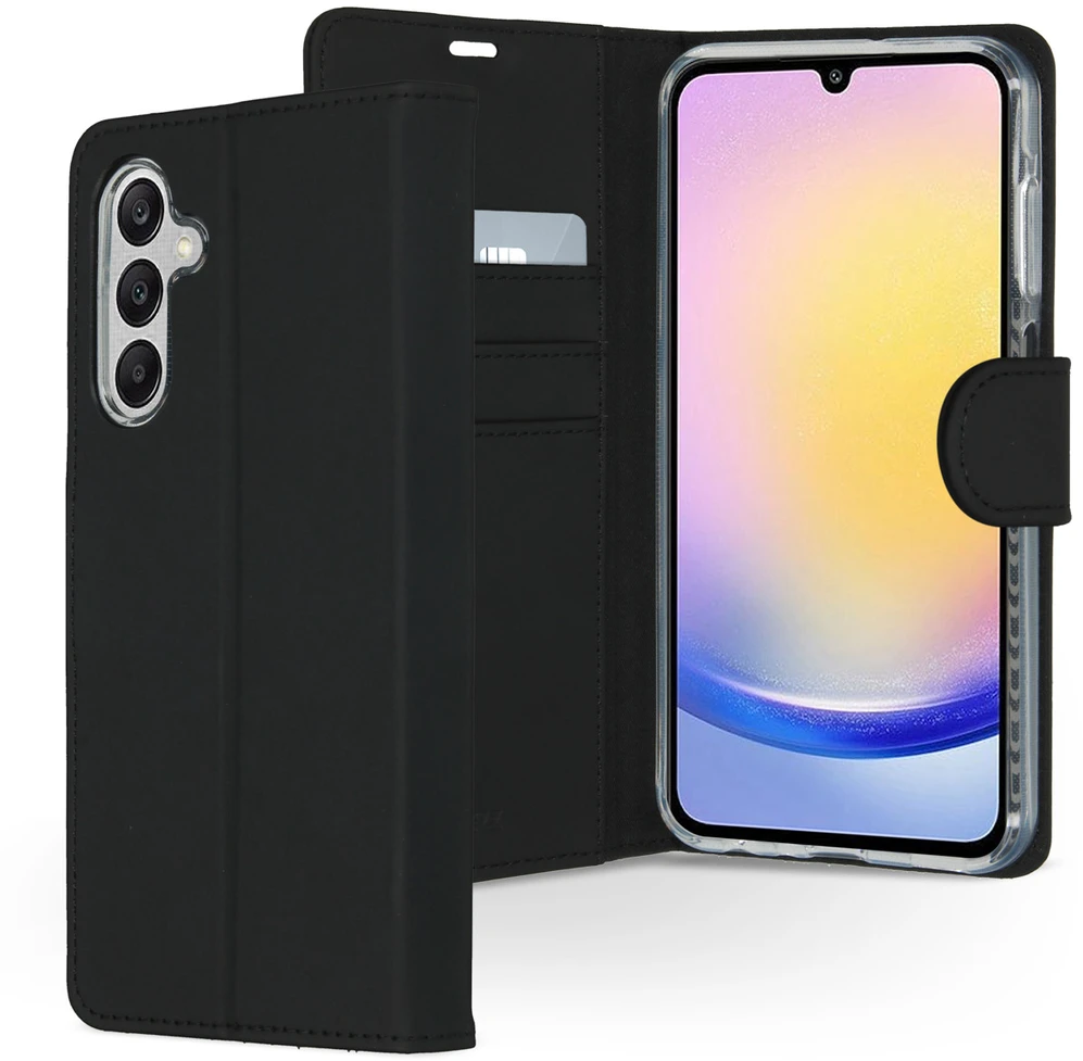 Accezz piniginės tipo TPU atverčiamas dėklas, skirtas Samsung Galaxy A25 (5G) – juodas