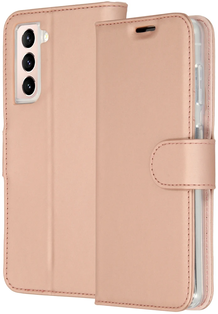 Accezz piniginės tipo TPU atverčiamas dėklas, skirtas Samsung Galaxy S21 Plus – rožinio aukso spalvos
