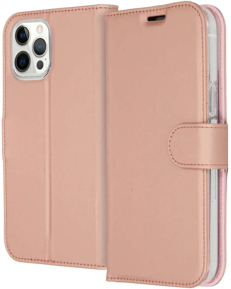 Accezz piniginės tipo TPU atverčiamas dėklas, skirtas iPhone 12 Pro Max – rožinio aukso spalvos