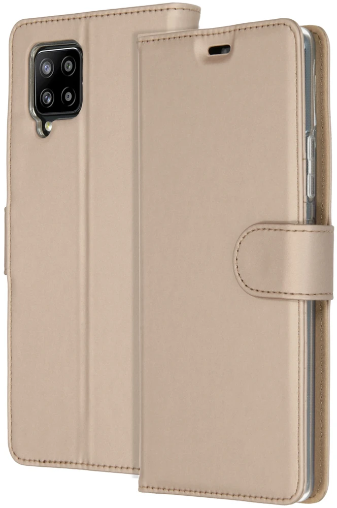Accezz piniginės tipo TPU atverčiamas dėklas, skirtas Samsung Galaxy A42 – auksinis