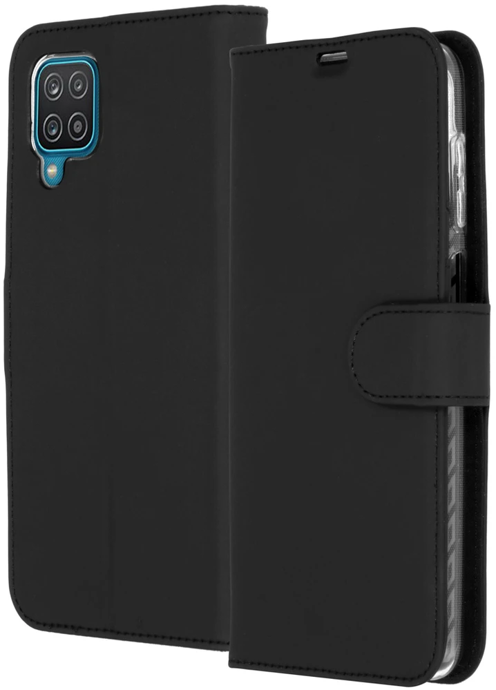 Accezz piniginės tipo TPU atverčiamas dėklas, skirtas Samsung Galaxy A12 – juodas